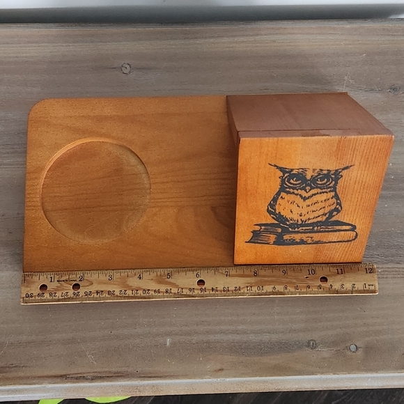 📚 Wooden Book Stand with Glass Holder – Owl Design, NEW, Reader’s Décor - Picture 10 of 16